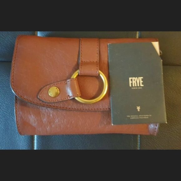 Vintage Frye Ring Crossbody Wallet Brown Cognac - Picture 2 of 7